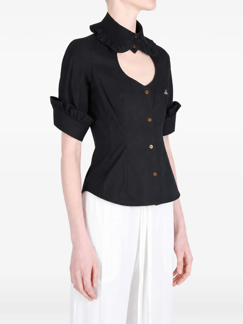 Vivienne Westwood Toulouse ruffle-trim cut-out shirt Zwart