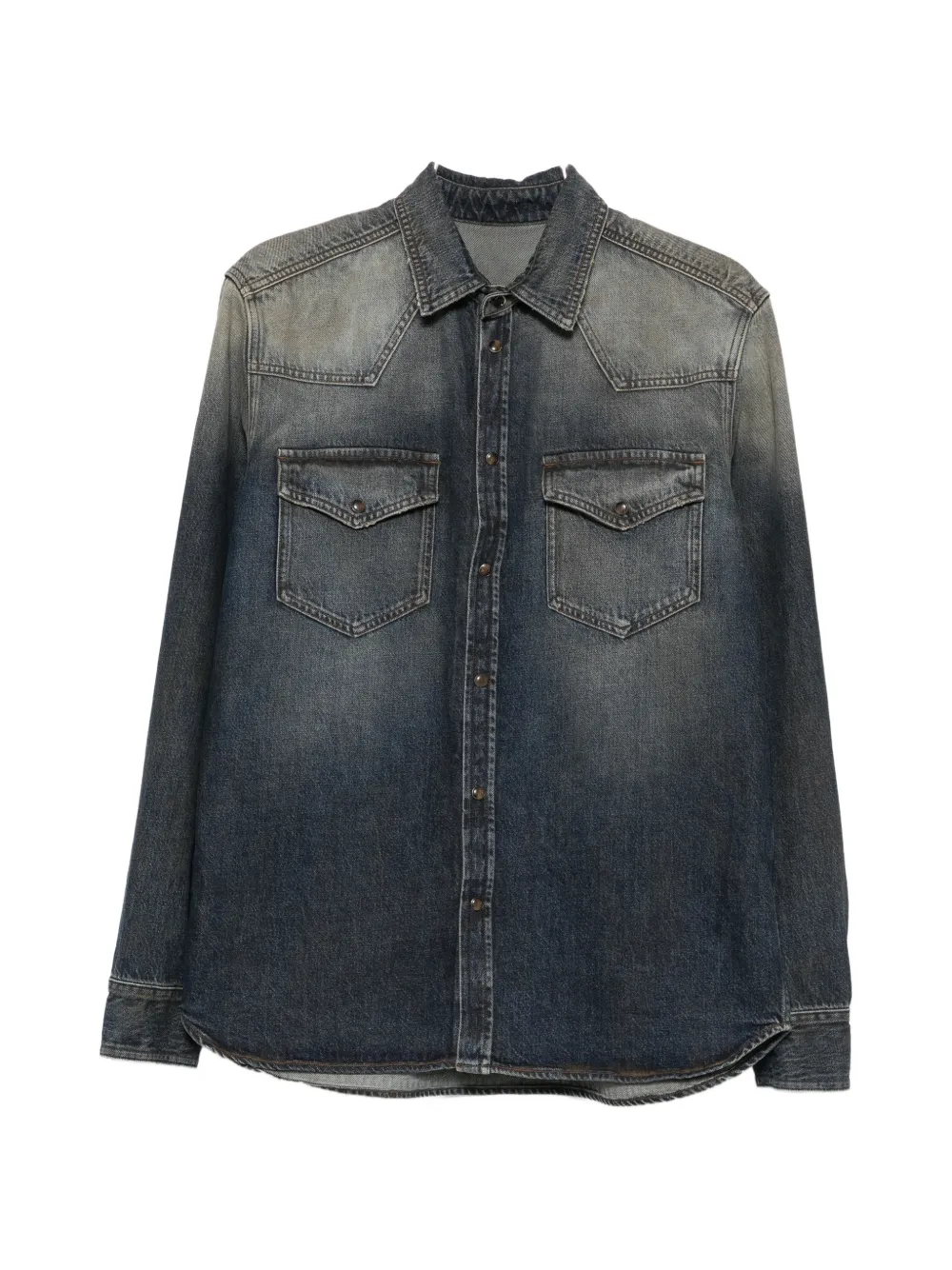 Nine In The Morning faded western shirt - Blau