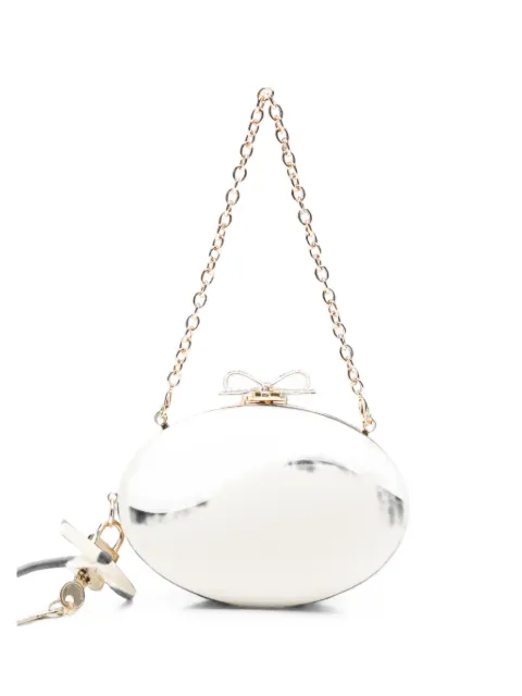Self-Portrait Bow-detail oval clutch bag