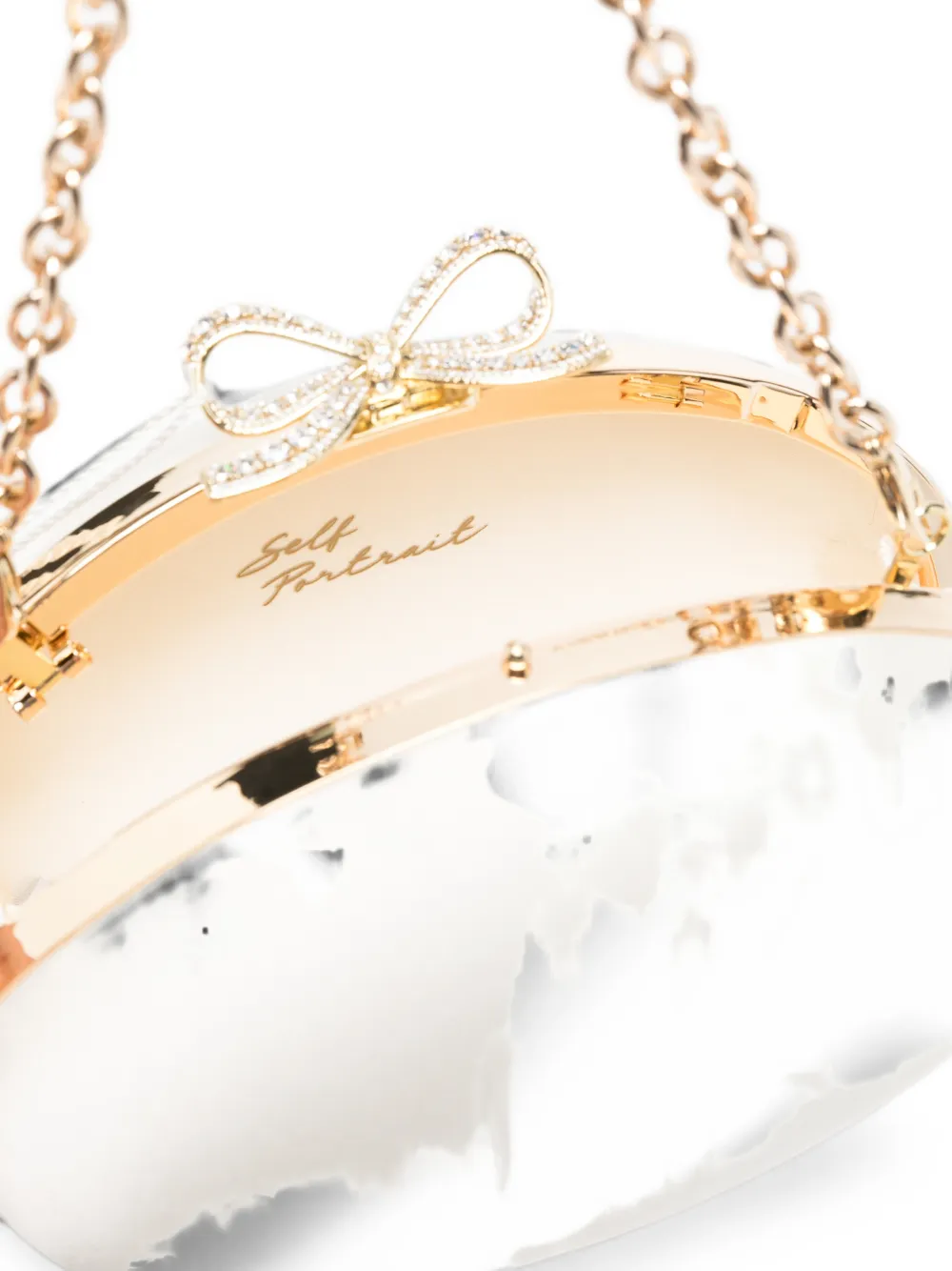 Self-Portrait Ovalen clutch met strikdetail Wit