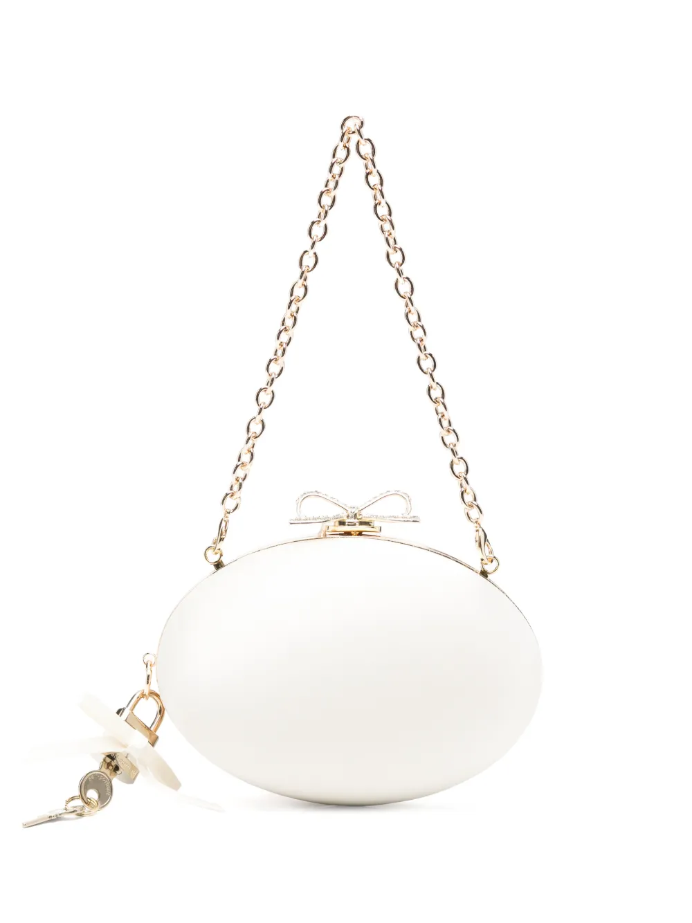 Self-Portrait Bow-detail oval clutch bag - Toni neutri