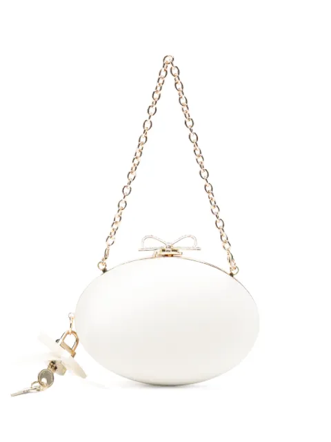 Self-Portrait Bow-detail oval clutch bag