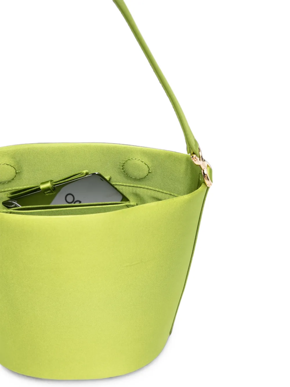 Self-Portrait Satijnen bucket-tas met bloemenbedel Groen