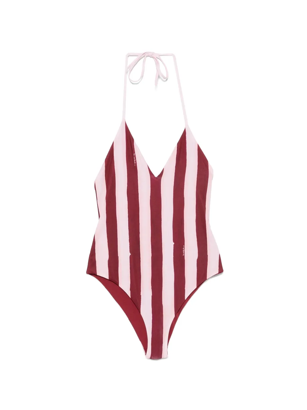 FENDI striped halterneck swimsuit - Rosso