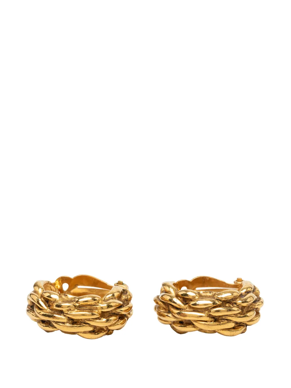 CHANEL Pre-Owned 1970-1980 Gold Plated Braided Hoop Clip On Earrings costume earrings - Oro