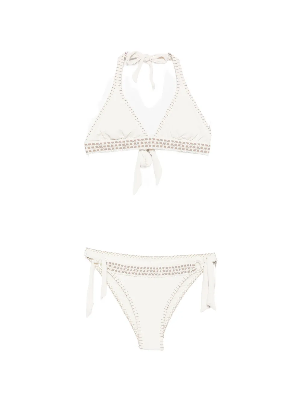 BANANA MOON crochet-trim halterneck bikini - Toni neutri