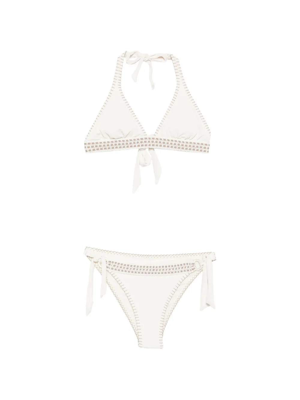 BANANA MOON crochet-trim halterneck bikini - Toni neutri