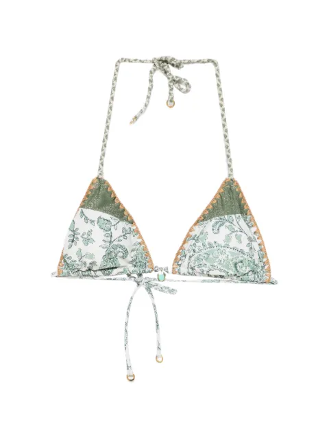 BANANA MOON top de bikini Bosco con estampado de cachemira y ribete de ganchillo