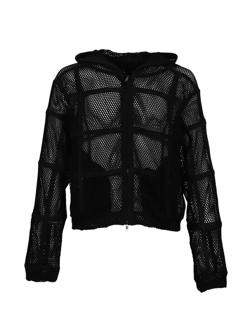 FILTH mesh-panel zip-up hoodie - Schwarz