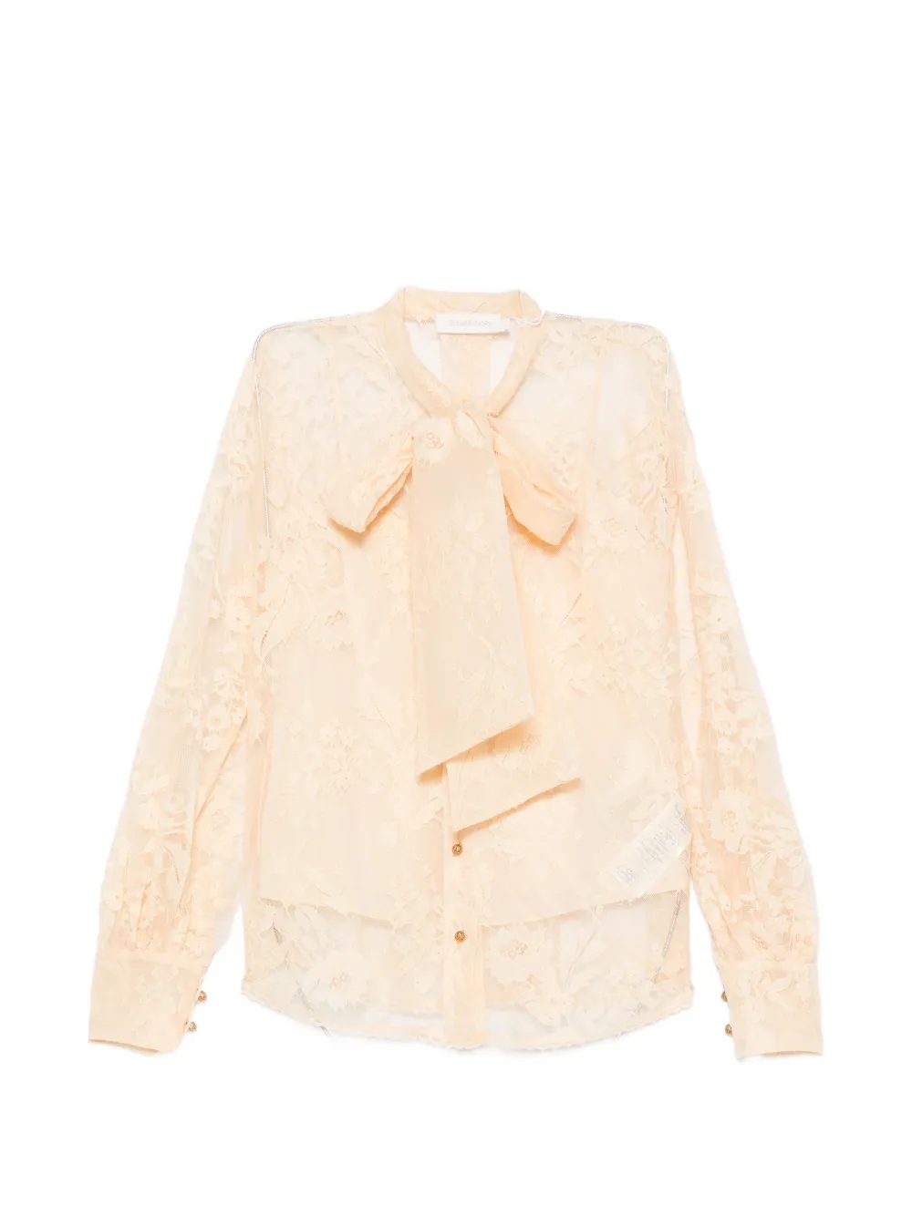 Zimmermann Pussy-bow Lace Blouse In Neutrals