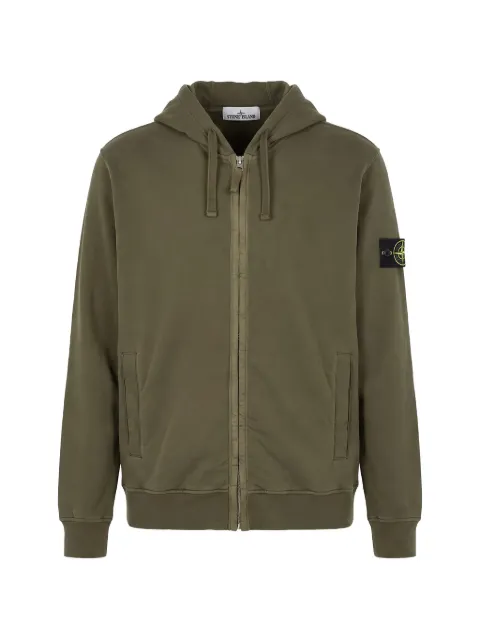 Stone Island logo-patch zip-up hoodie
