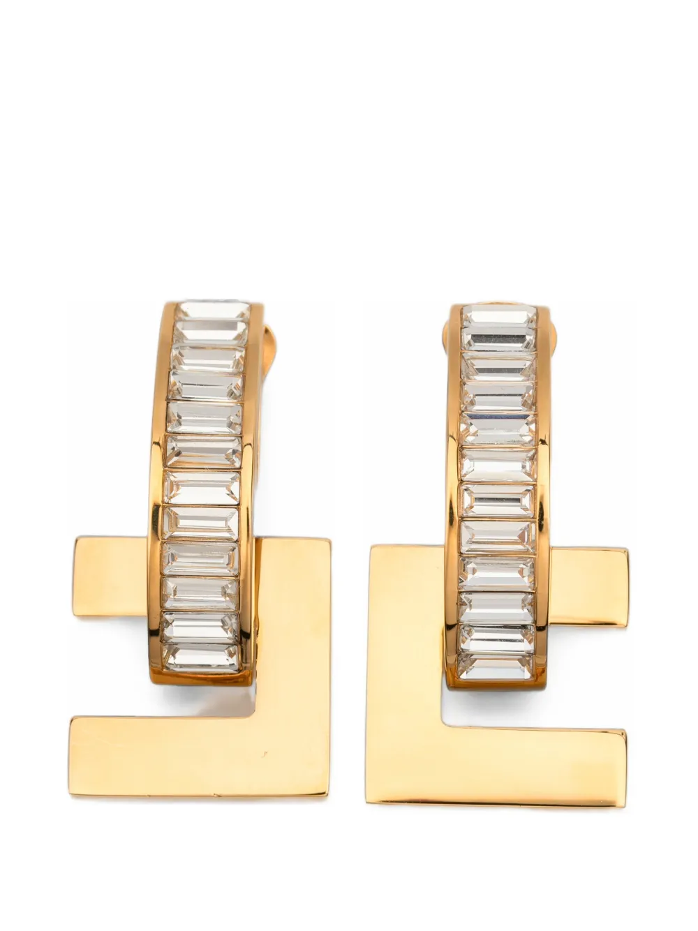 Elisabetta Franchi crystal-embellished logo earrings - Oro