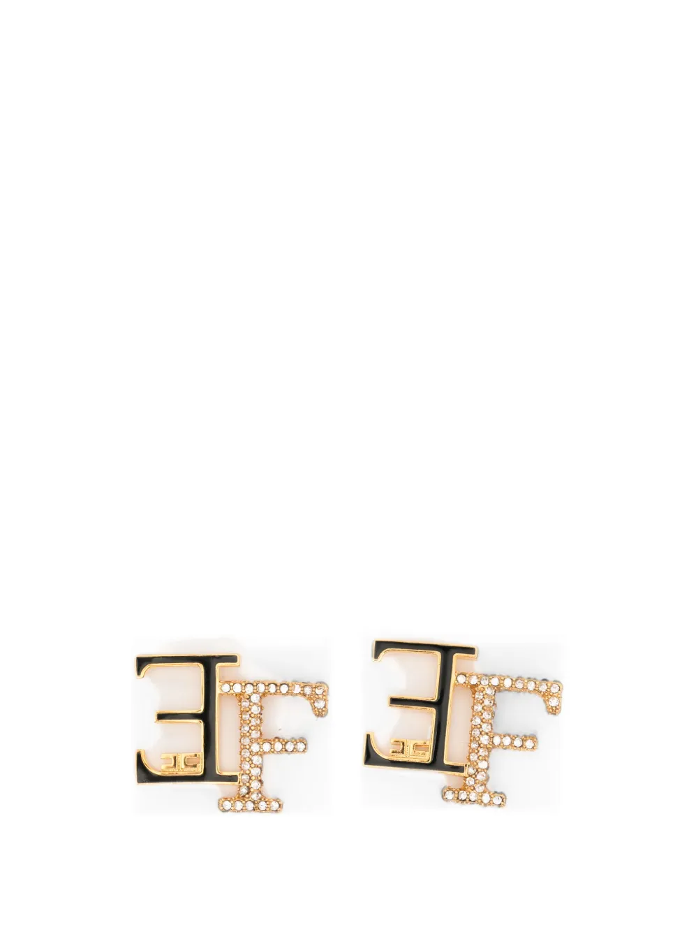Elisabetta Franchi logo-plaque crystal-embellished earrings - Oro