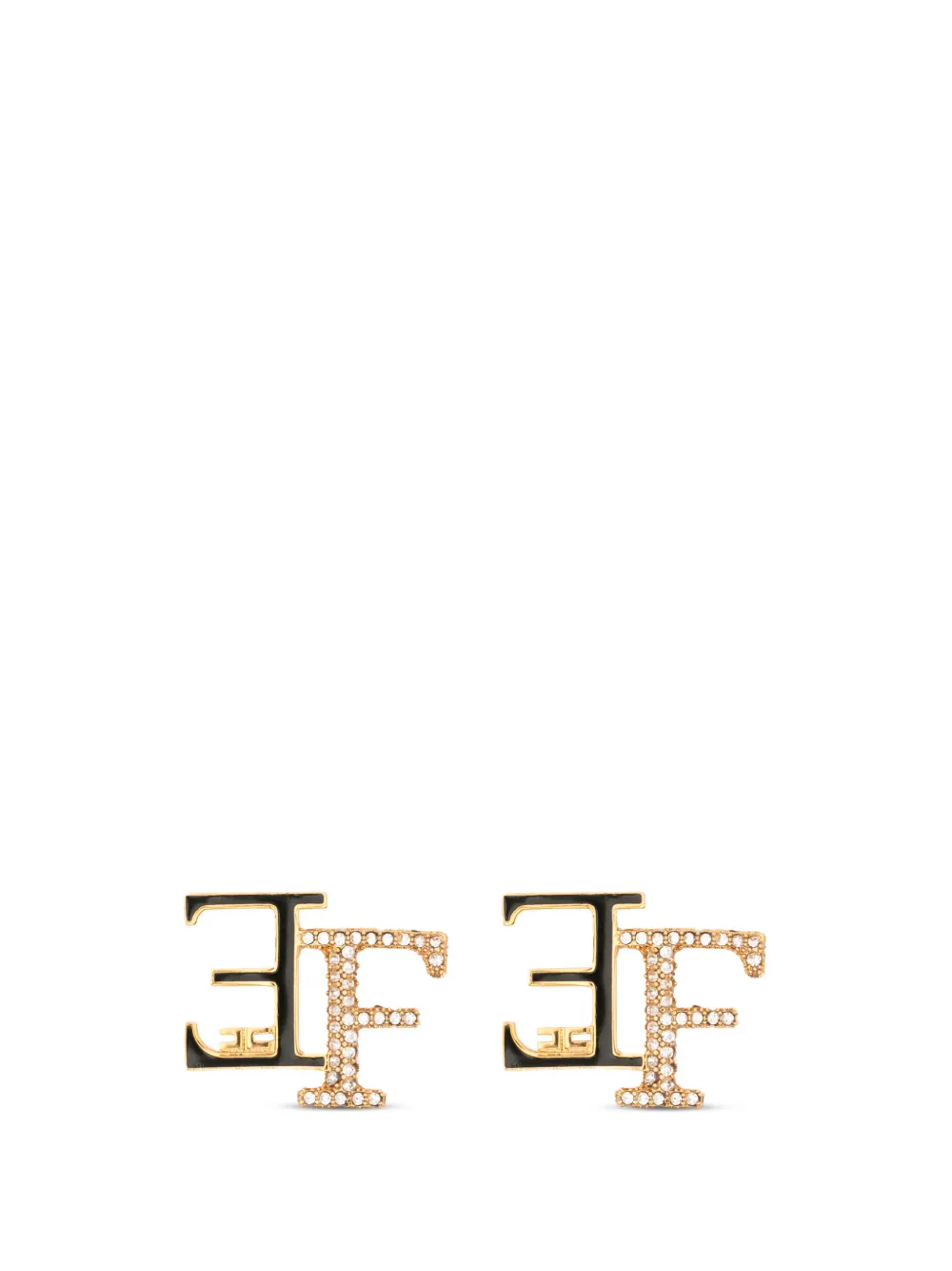 Elisabetta Franchi logo-plaque crystal-embellished earrings - Oro