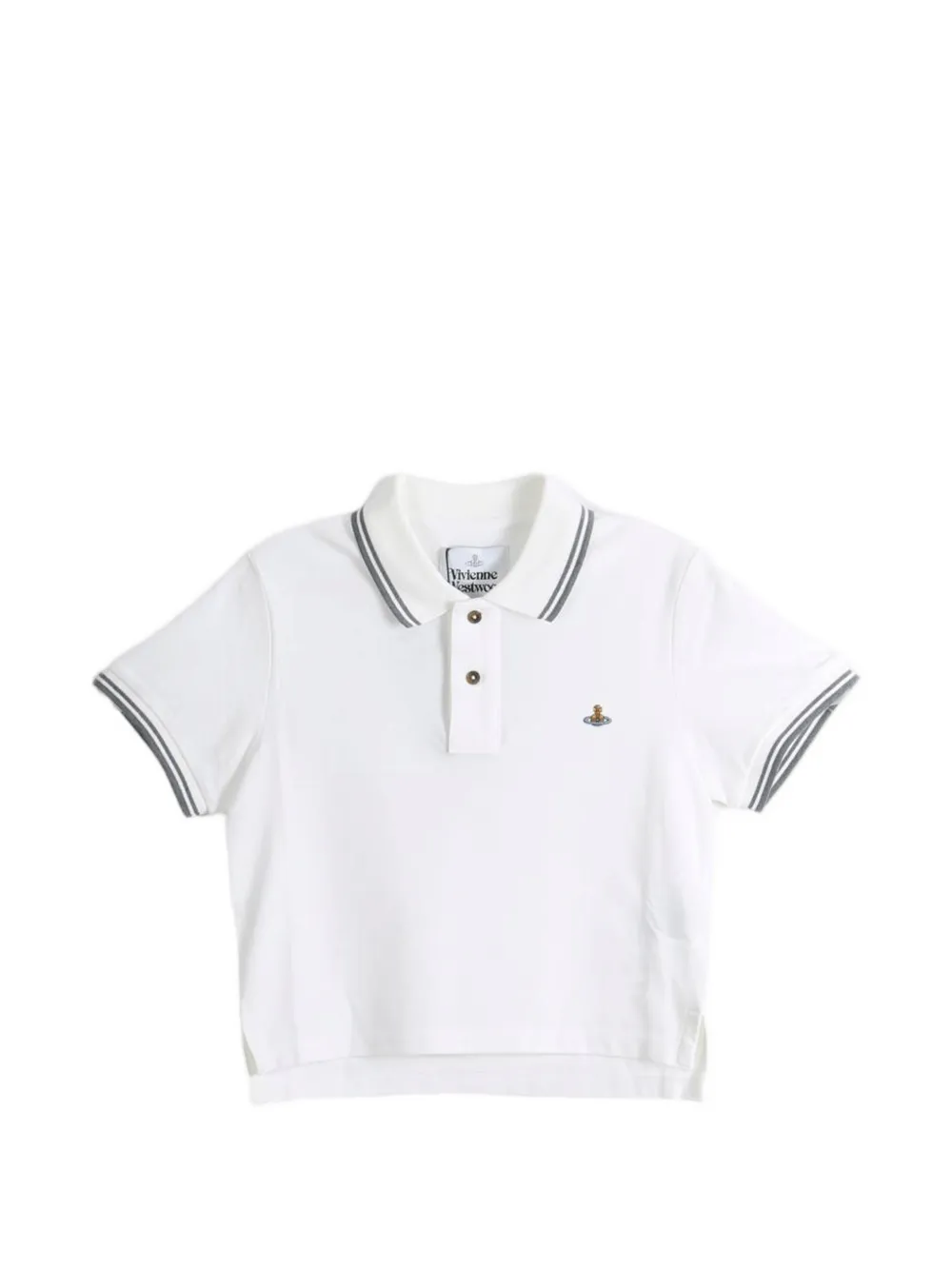 Vivienne Westwood Polo crop con ricamo Orb - Bianco