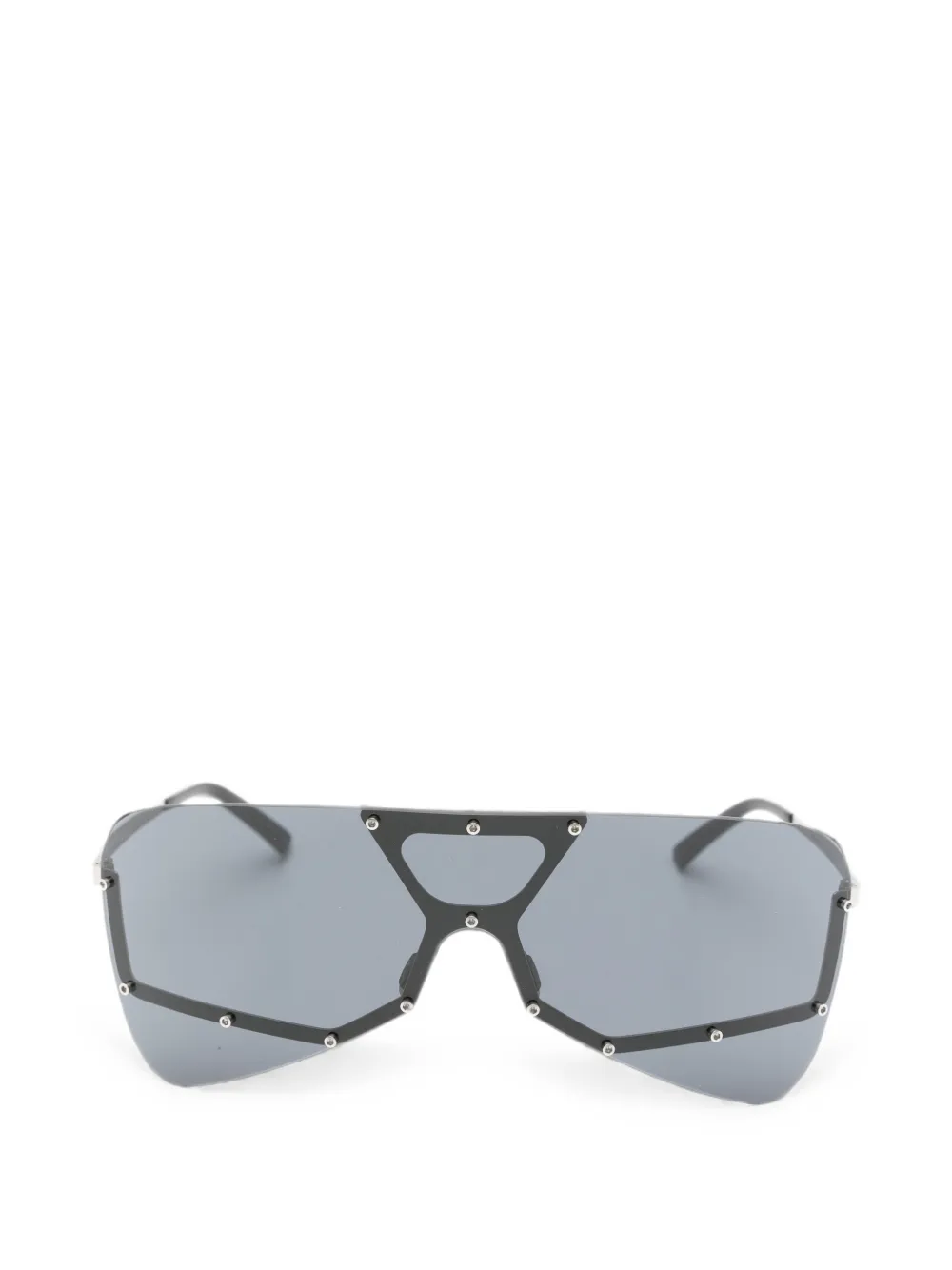 Rick Owens Tower stud-embellished oversized-frame sunglasses - Argento
