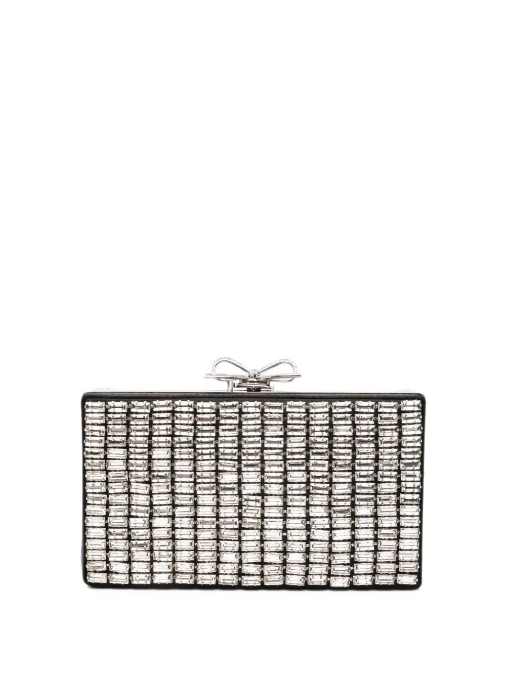 Self-Portrait Bow-embellished crystal-embellished clutch bag - Argento