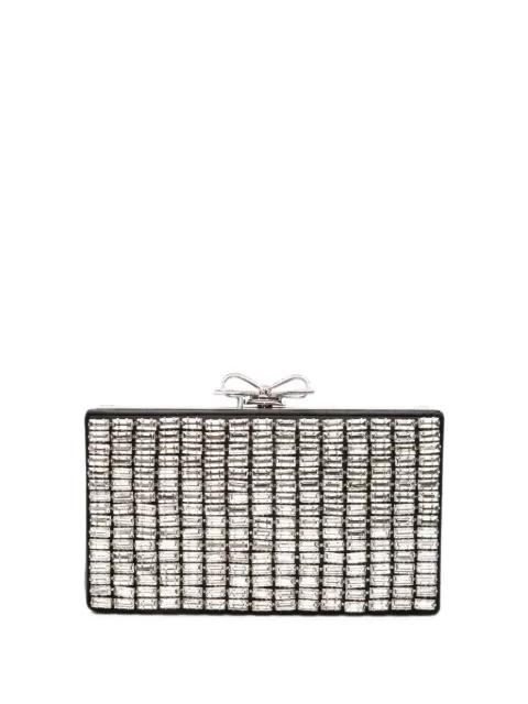 Self-Portrait crystal-embellished bow-detail clutch bag
