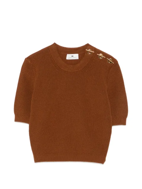 Elisabetta Franchi logo-plaque ribbed top