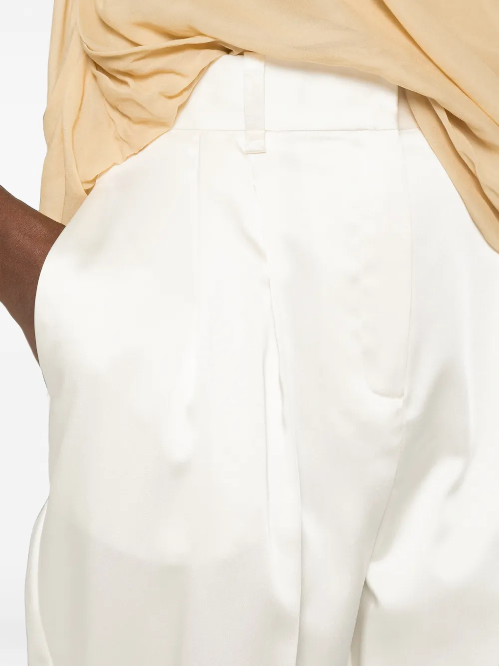 Elisabetta Franchi Satijnen stretch broek Beige