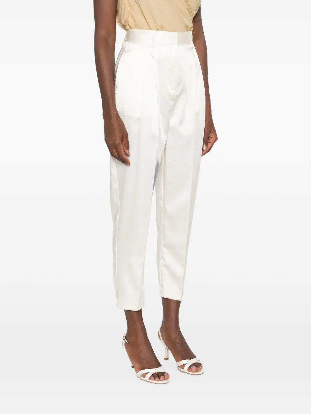 Elisabetta Franchi Satijnen stretch broek Beige