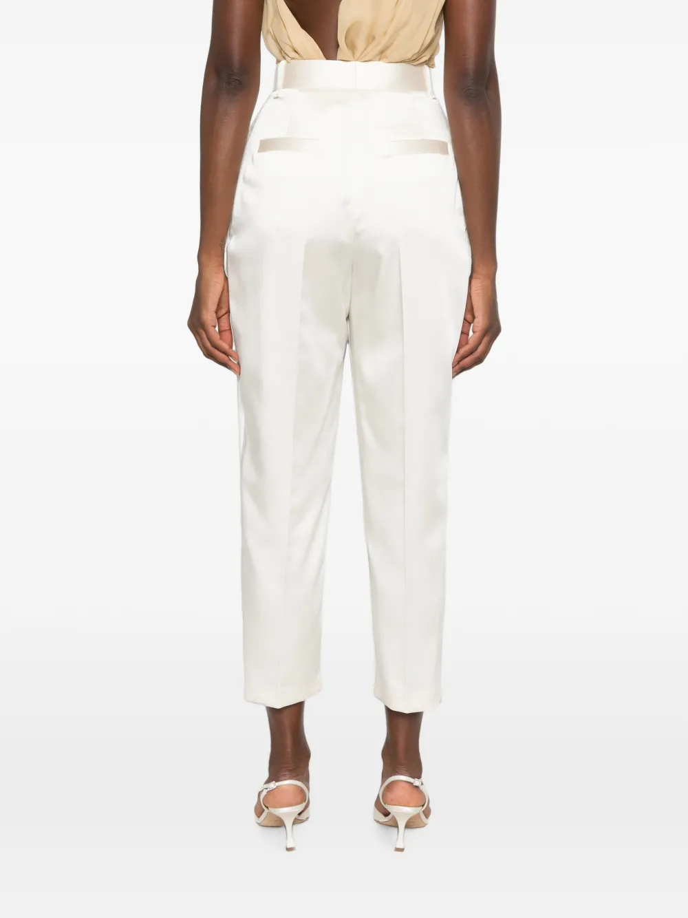 Elisabetta Franchi Satijnen stretch broek Beige