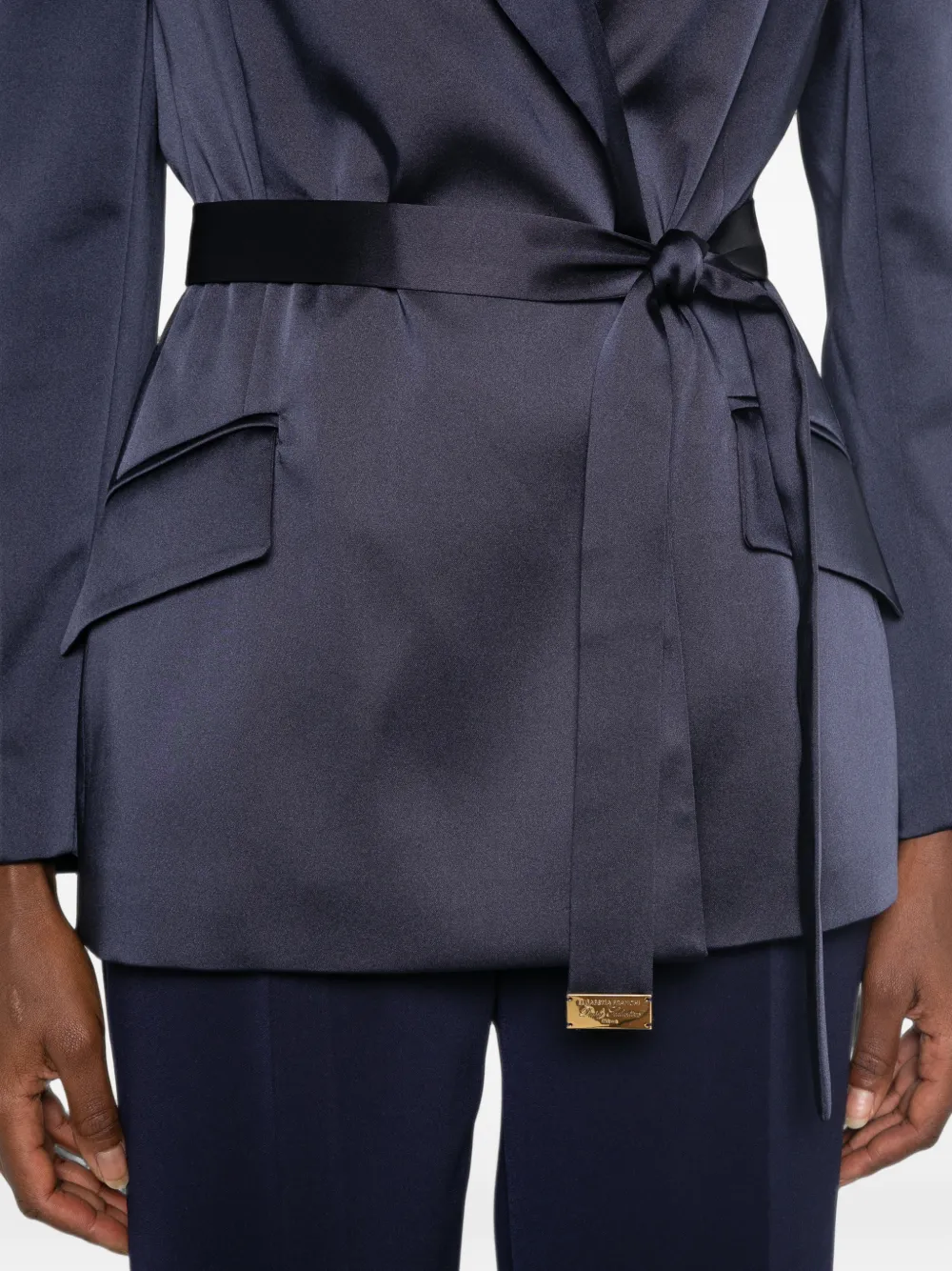 Elisabetta Franchi Blazer met satijnen afwerking Blauw