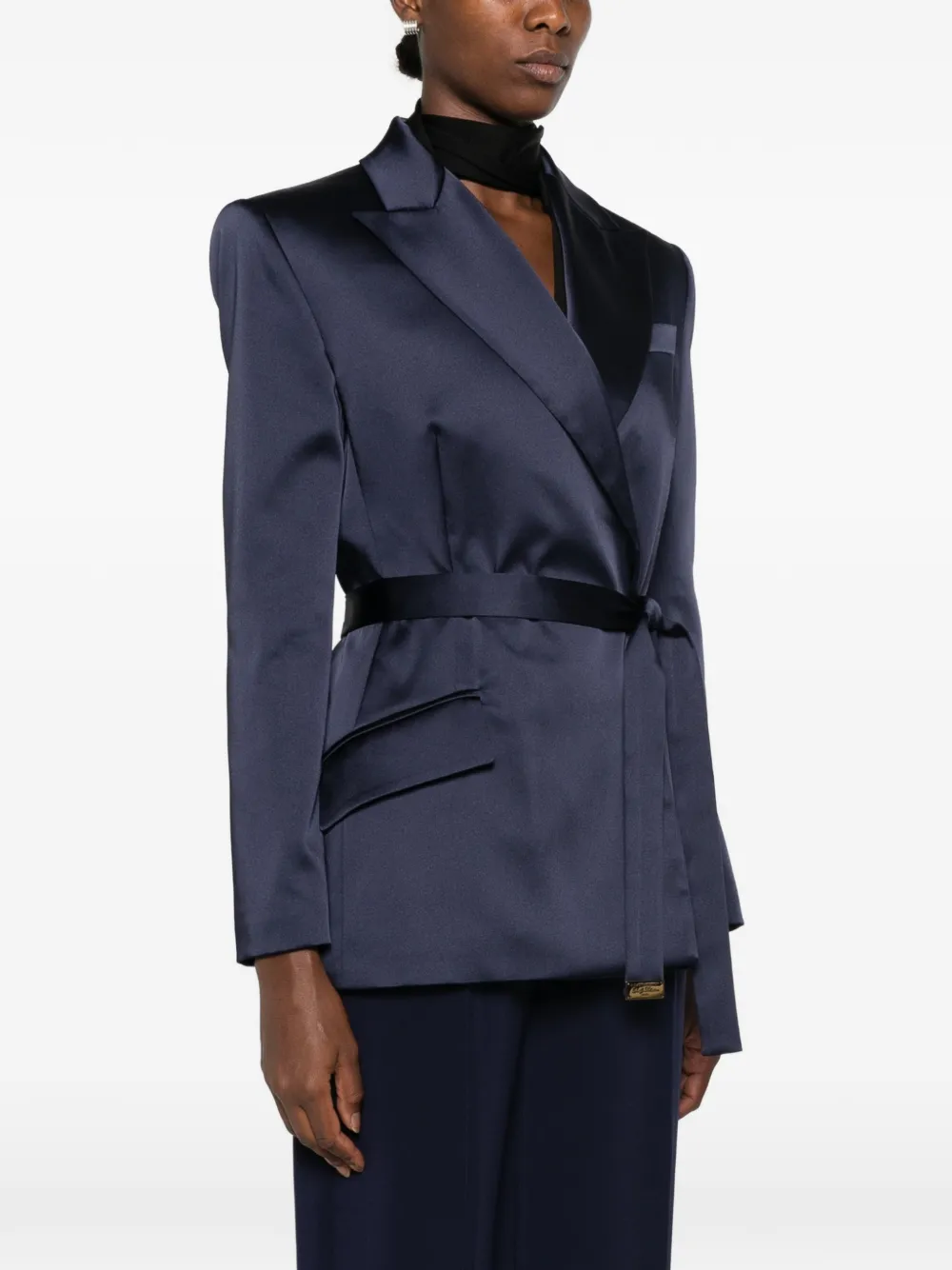 Elisabetta Franchi Blazer met satijnen afwerking Blauw