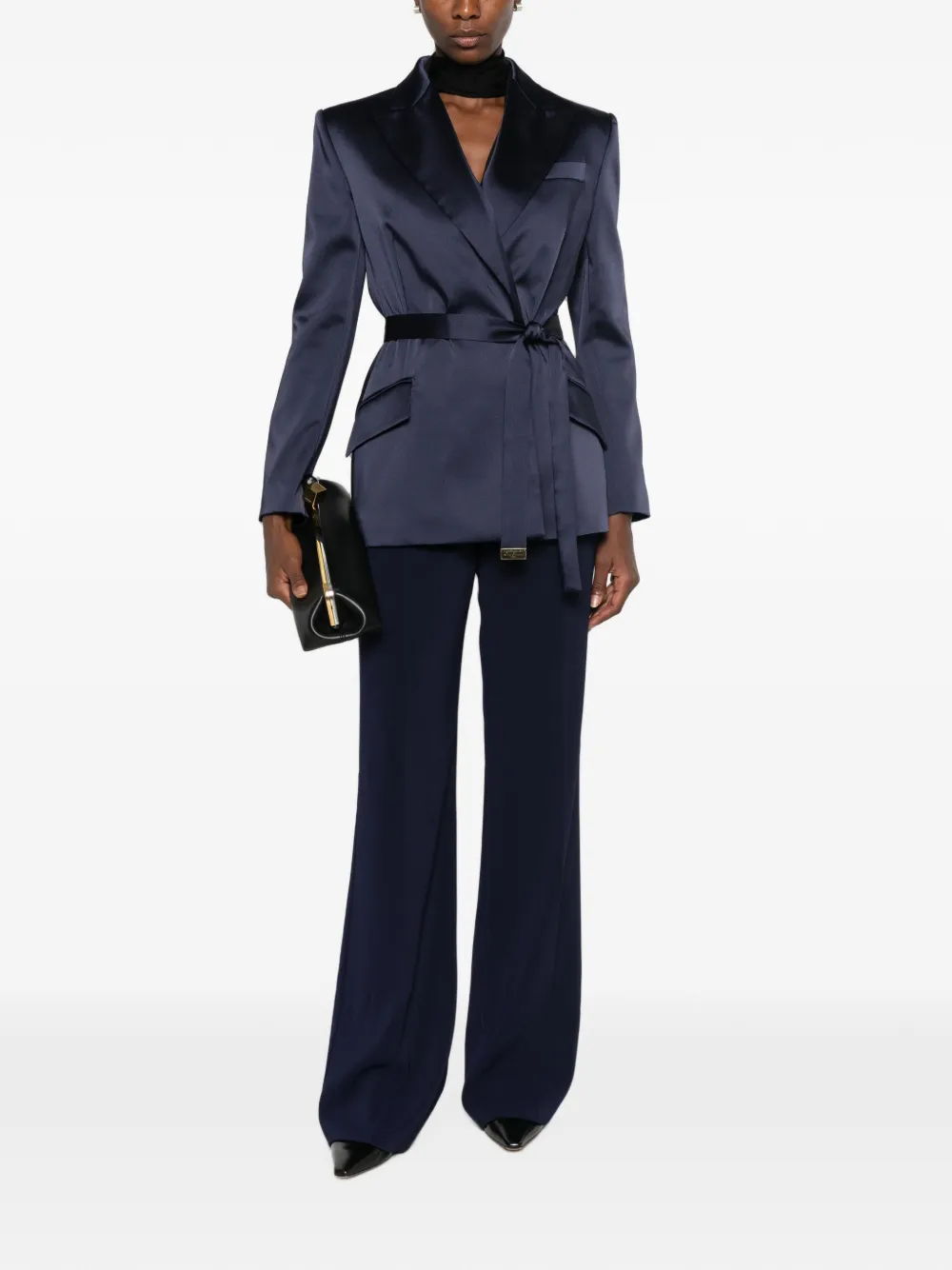 Elisabetta Franchi Blazer met satijnen afwerking Blauw