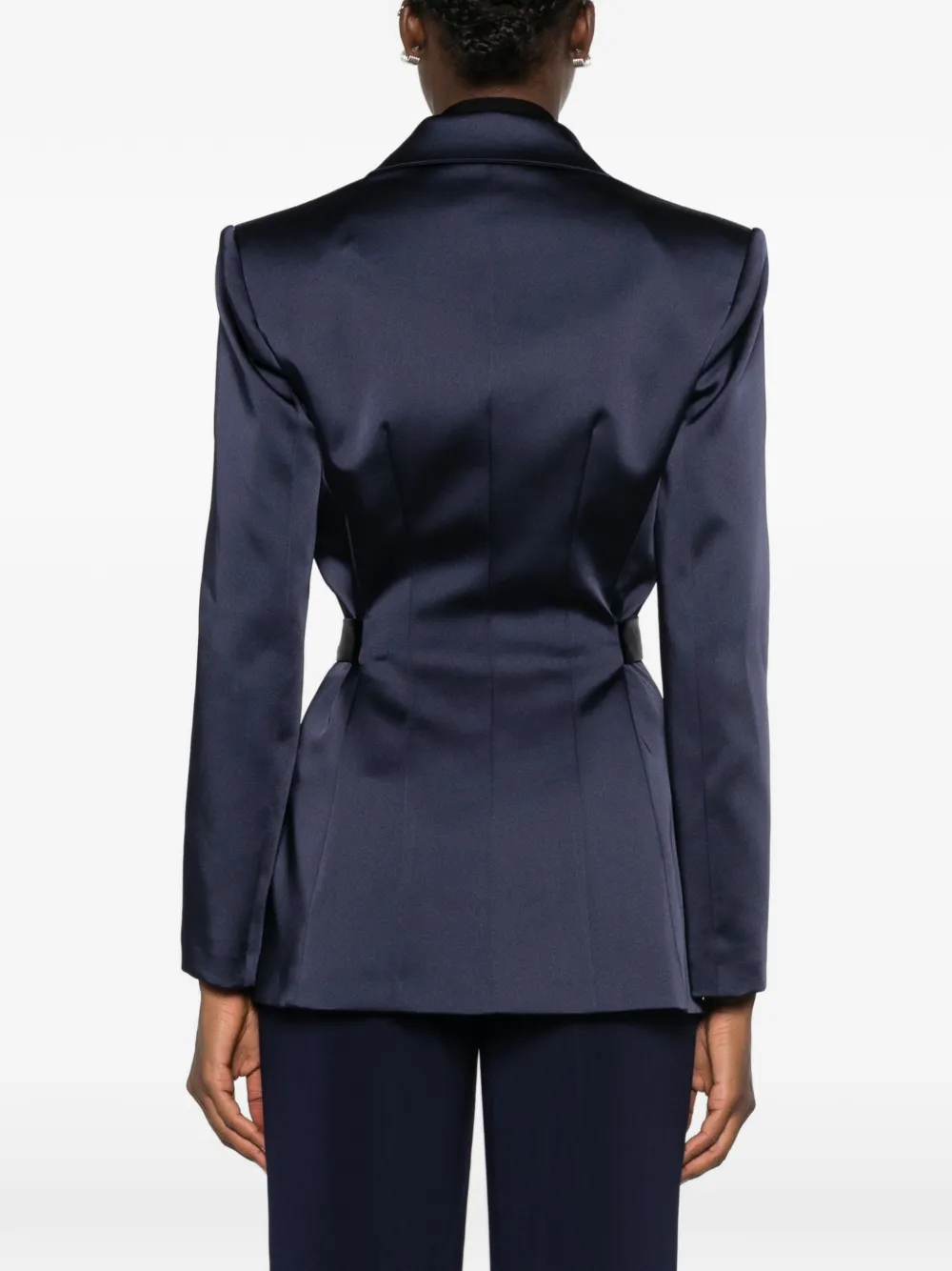 Elisabetta Franchi Blazer met satijnen afwerking Blauw