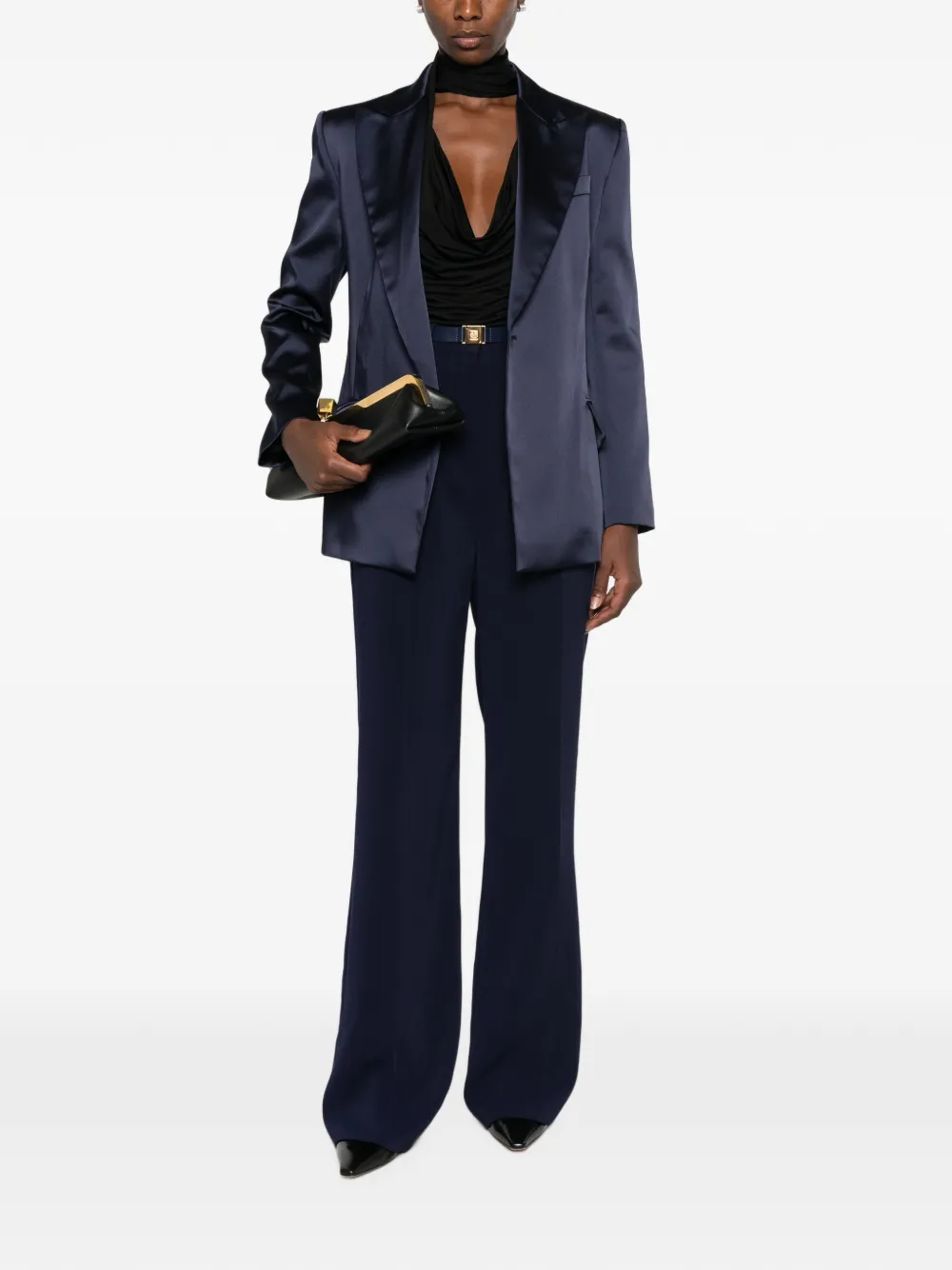 Elisabetta Franchi belted wide-leg trousers Blauw