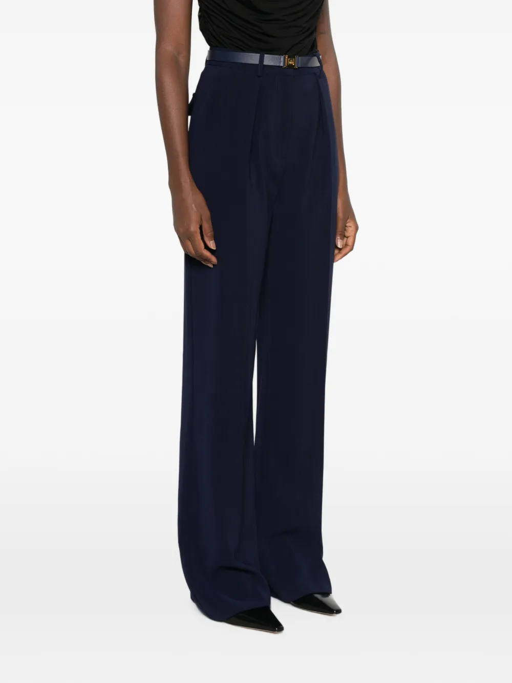 Elisabetta Franchi belted wide-leg trousers Blauw