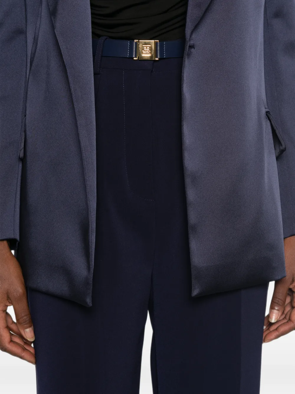 Elisabetta Franchi belted wide-leg trousers Blauw