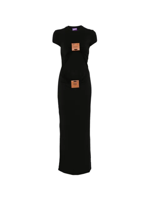 Jean Paul Gaultier Drapiertes Maxikleid mit Lederschild