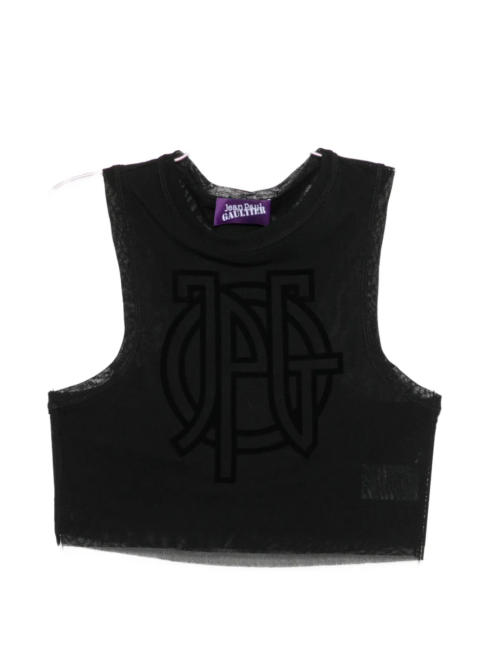 Jean Paul Gaultier logo-detail cropped top - Nero
