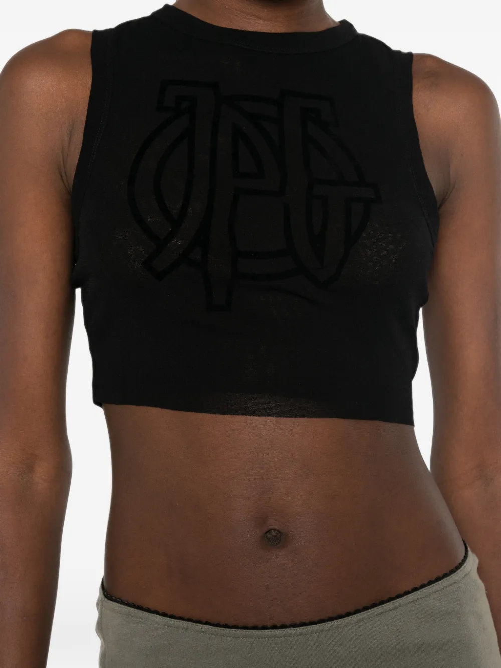 Jean Paul Gaultier Cropped top met logodetail Zwart