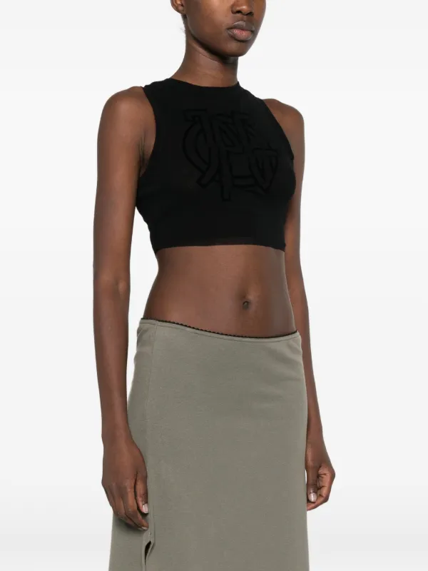 Jean Paul Gaultier logo-detail Cropped Top | Black | FARFETCH