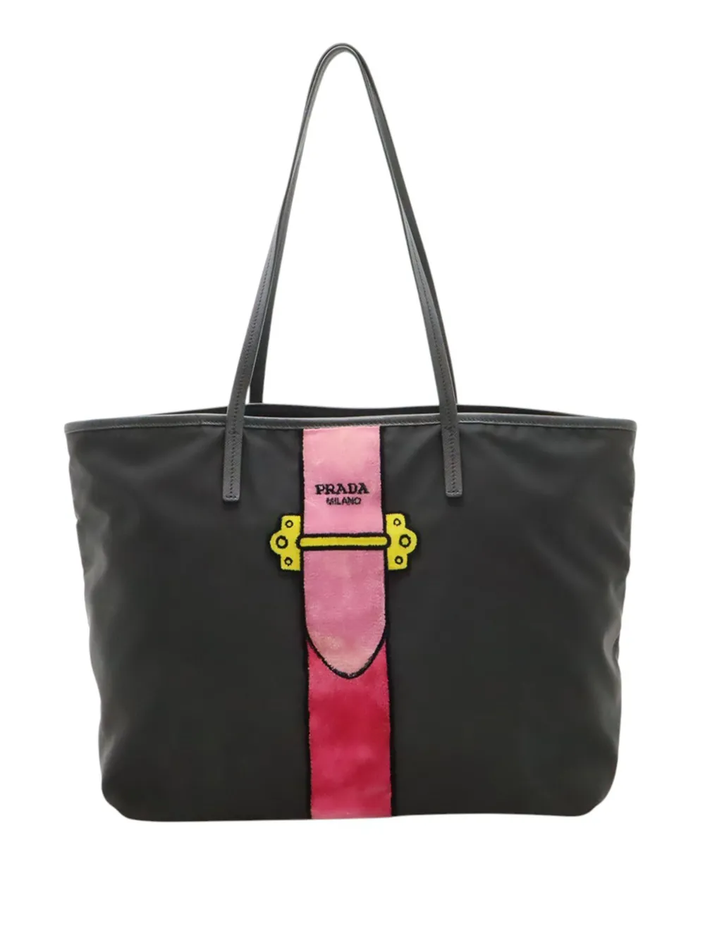 Prada Pre-Owned 2013-2026 Tessuto Velluto Ricamo Trompe L oeil tote bag - Schwarz