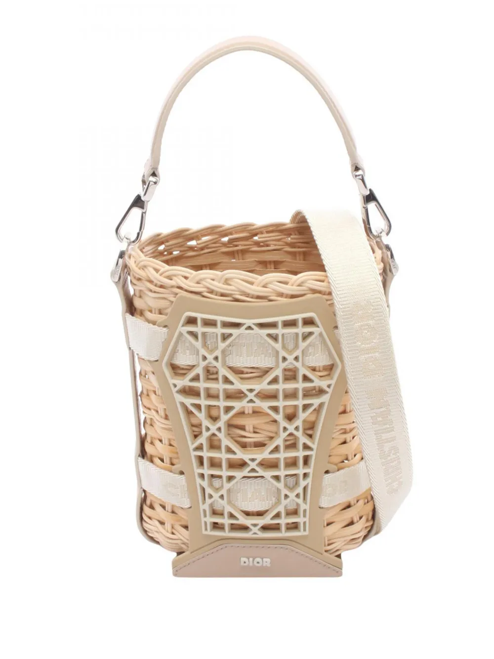 Christian Dior Pre-Owned 2020-2026 Raffia and Leather Sahara Wicker Basket Bucket Bag satchel - Braun