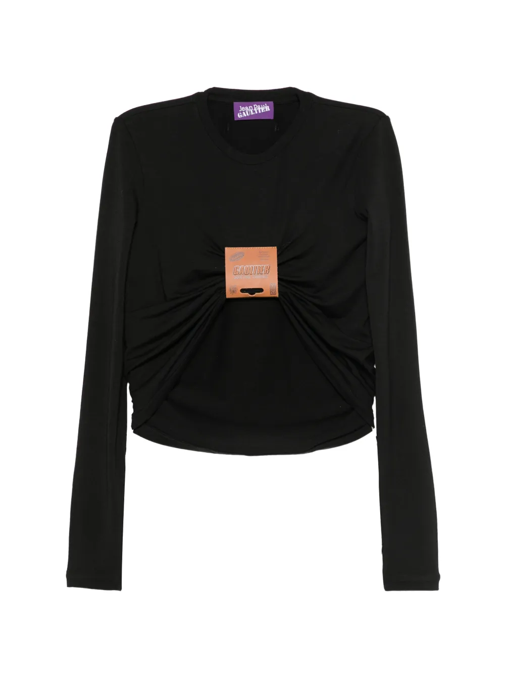 Jean Paul Gaultier gathered logo-patch top - Nero