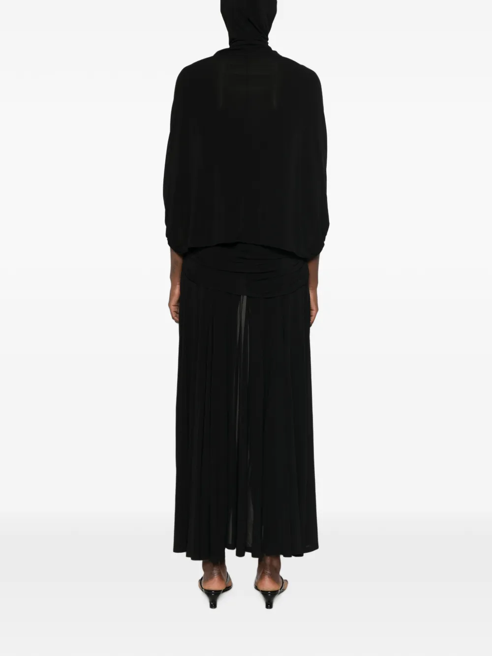 Jean Paul Gaultier Gedrapeerde maxi-jurk met logo-patch Zwart