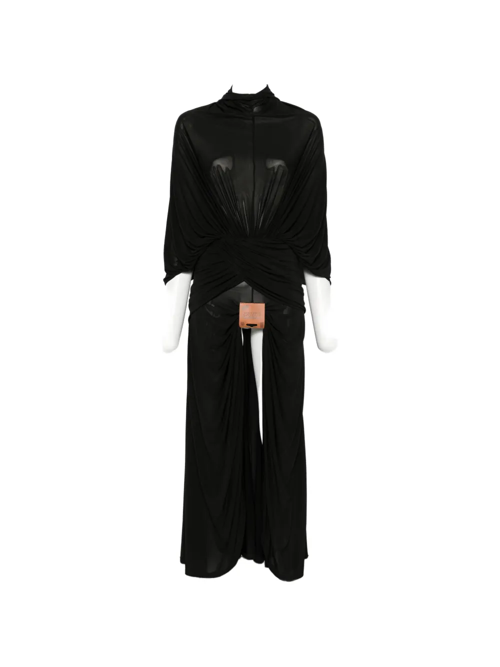 Jean Paul Gaultier draped logo-patch maxi dress - Nero