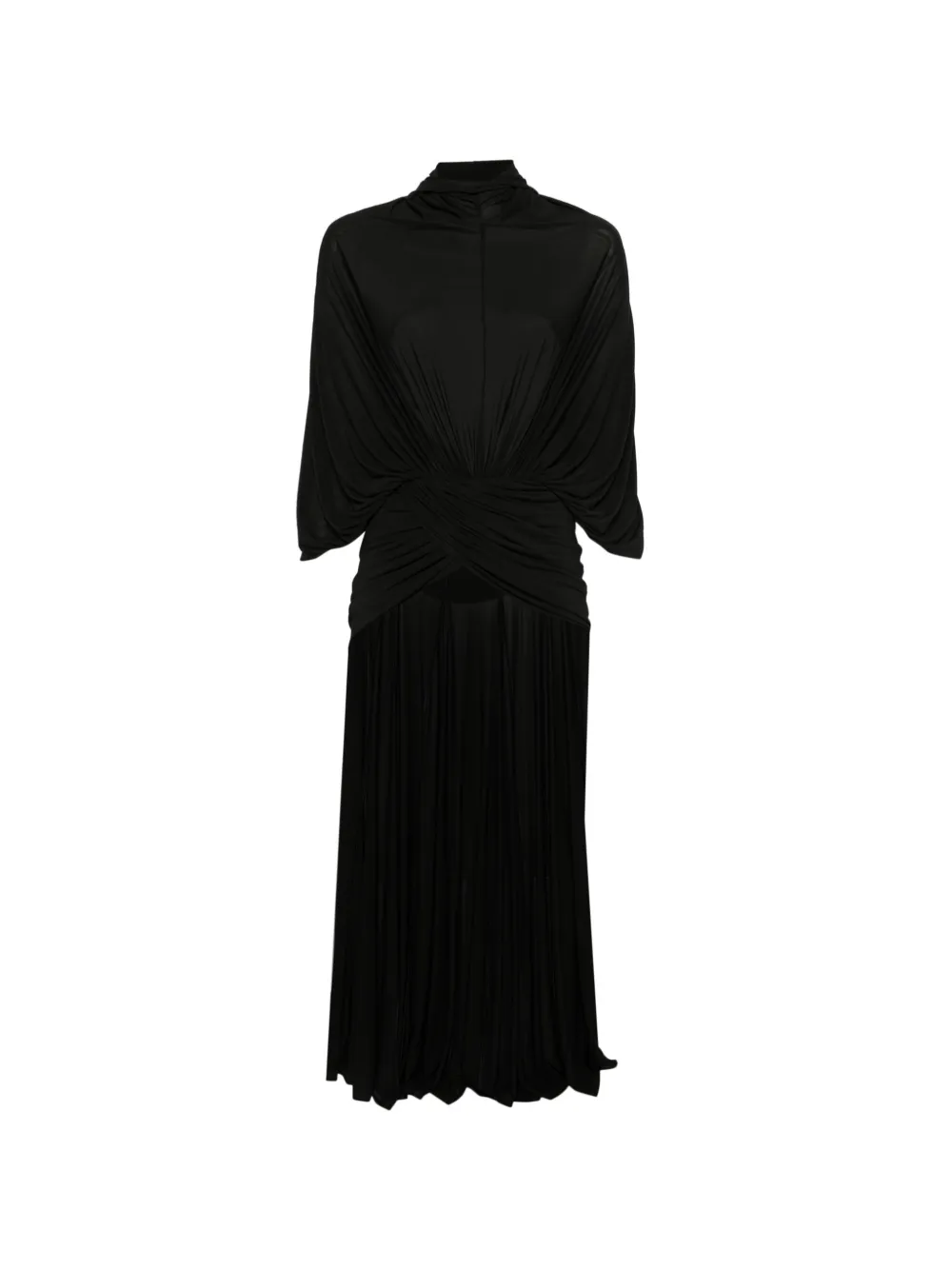 Jean Paul Gaultier Gedrapeerde maxi-jurk met logo-patch Zwart