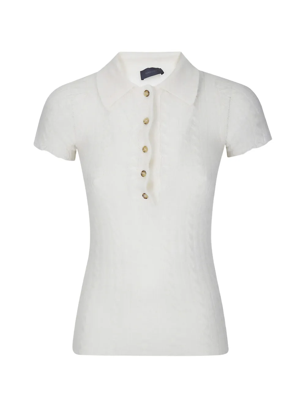 Haikure cable-knit short-sleeve polo top - Weiß