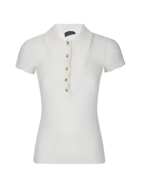 Haikure cable-knit short-sleeve polo top