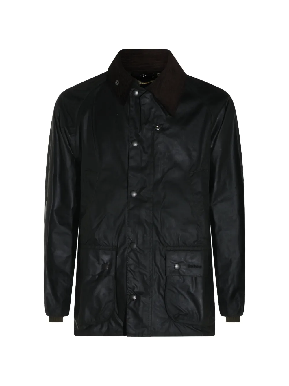 Barbour corduroy-collar waxed jacket - Nero