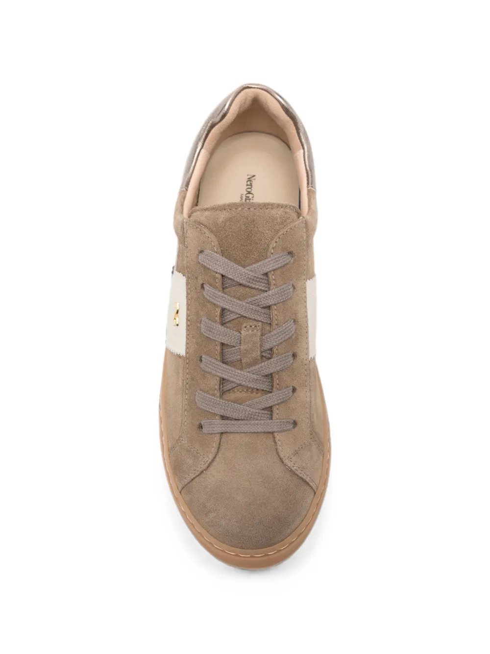 NERO GIARDINI Suède sneakers met streepdetail Bruin