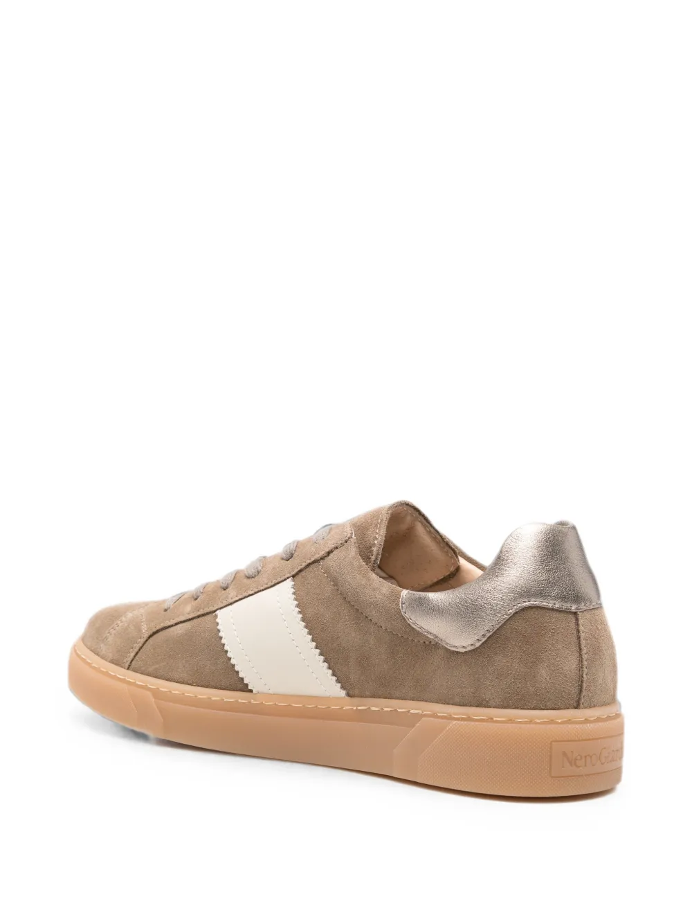 NERO GIARDINI Suède sneakers met streepdetail Bruin