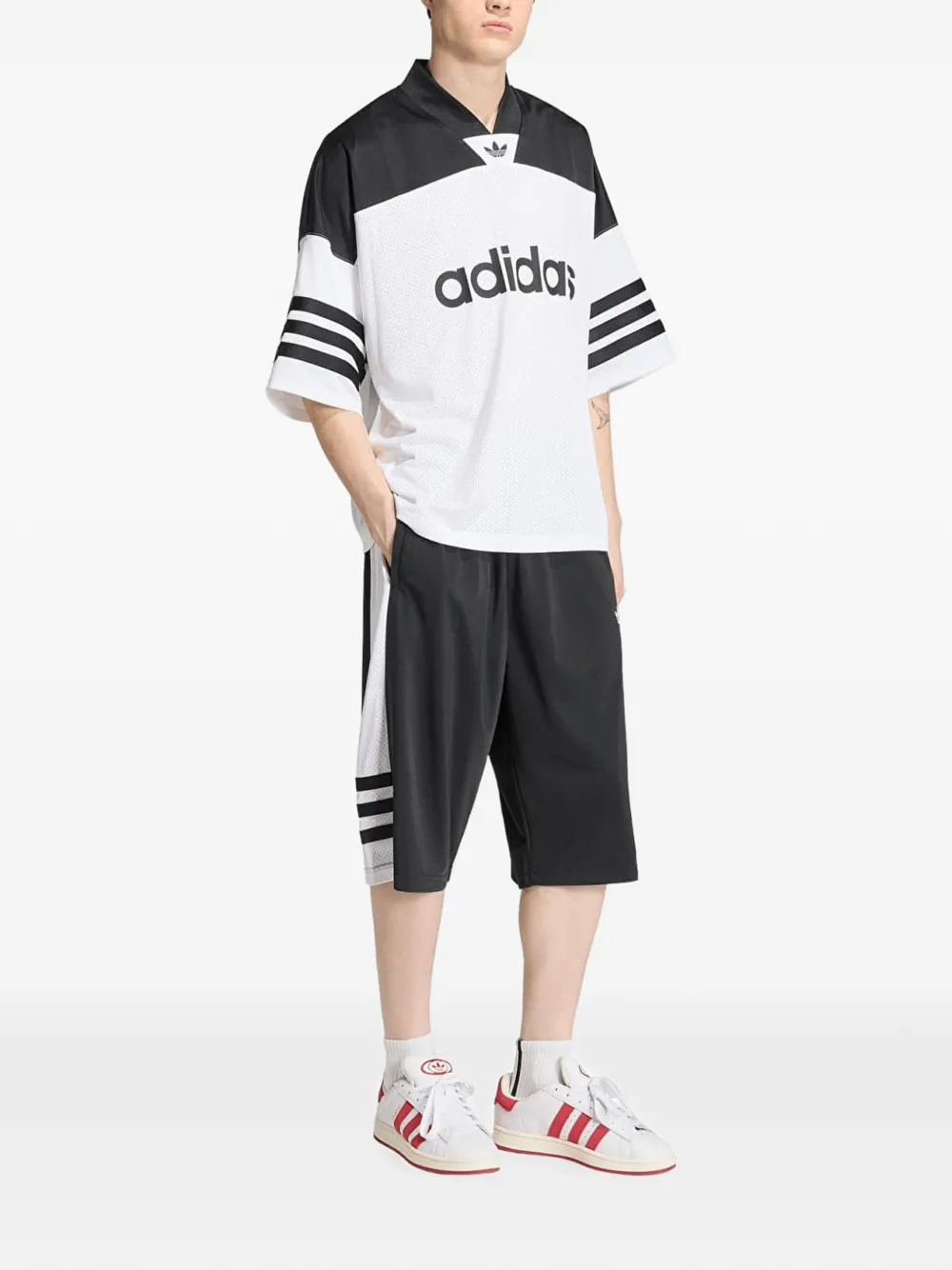 adidas Adicolor oversized American Football jersey Wit
