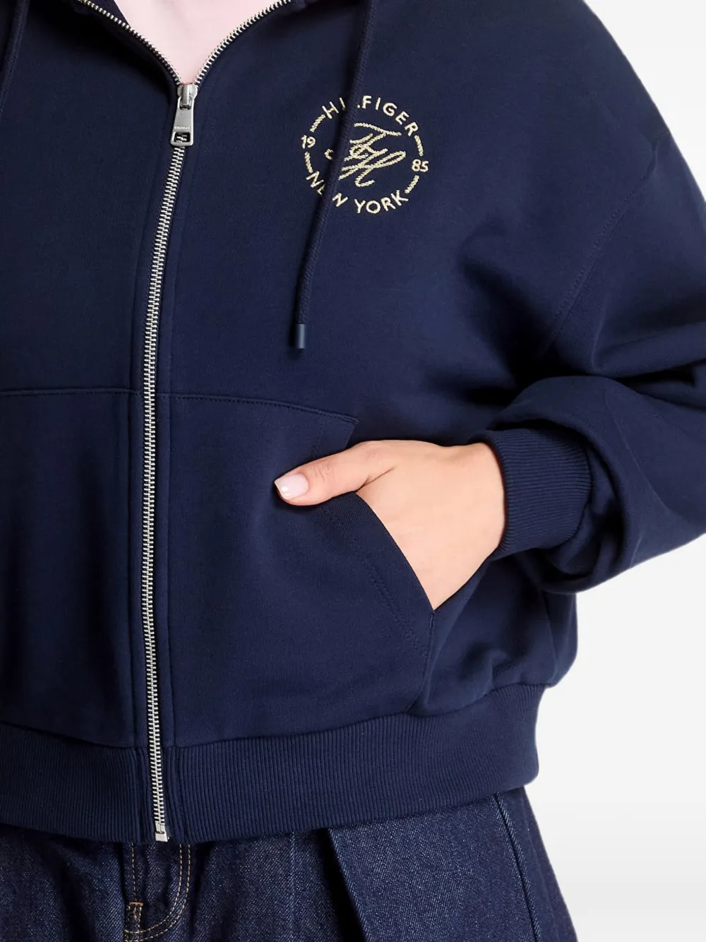 Tommy Hilfiger Regeneratieve katoenen hoodie met geborduurd logo en rits Blauw